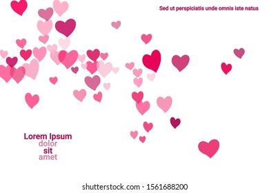 Festive decoration in the form of hearts confetti on the background. Valentine's gift. Banner, poster template. Love vector pattern. Colorful vector background for valentines day.
