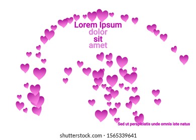 Festive decoration in the form of hearts confetti on the background. Valentine's gift. Banner, poster template. Love vector pattern. Colorful vector background for valentines day.
