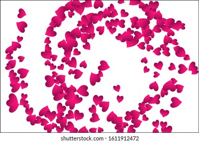 Festive decoration in the form of hearts confetti on the background. Valentine's gift. Banner, poster template. Love vector pattern. Colorful vector background for valentines day.