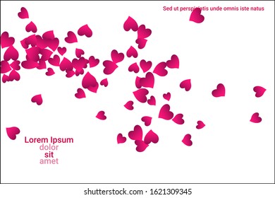 Festive decoration in the form of hearts confetti on the background. Valentine's gift. Banner, poster template. Love vector pattern. Colorful vector background for valentines day.