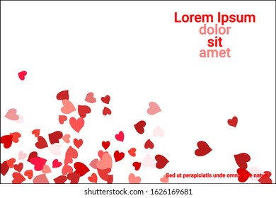 Festive decoration in the form of hearts confetti on the background. Valentine's gift. Banner, poster template. Love vector pattern. Colorful vector background for valentines day.