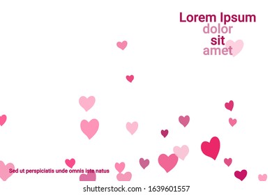 Festive decoration in the form of hearts confetti on the background. Valentine's gift. Banner, poster template. Love vector pattern. Colorful vector background for valentines day.