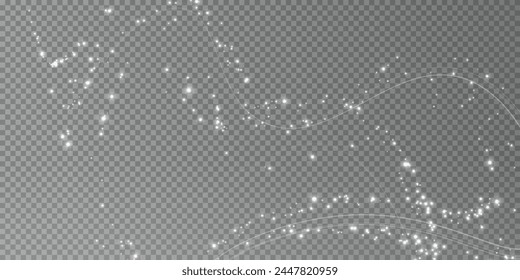 Festliche Dekoration in Form von leuchtendem fliegendem Wind umgeben von hellem Staub und weißen Linien. Lichteffekt für Zeremonien, Auszeichnungen, Preise, Motivationen, Einladungen, Banner, Karten, Videos.