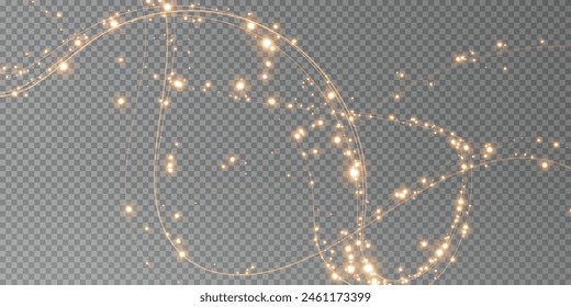 Festive decoration in the form of luminous flying wind surrounded by light dust and golden lines. Light effect for ceremonies, awards, prizes, motivations, invitations, banners, cards, videos.	
