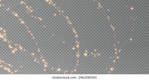 Festive decoration in the form of luminous flying wind surrounded by light dust and golden lines. Light effect for ceremonies, awards, prizes, motivations, invitations, banners, cards, videos.