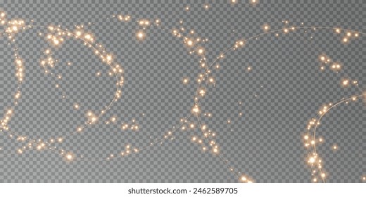 Festive decoration in the form of luminous flying wind surrounded by light dust and golden lines. Light effect for ceremonies, awards, prizes, motivations, invitations, banners, cards, videos.