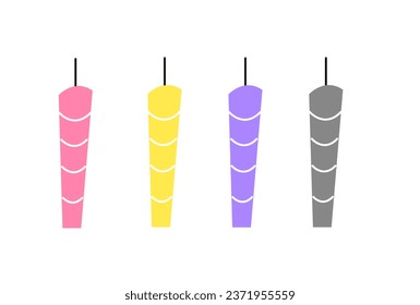Decoración festiva de la línea de velas. Elementos decorativos e interiores. Festividades y fiestas, cumpleaños. Afiche o cartel para el sitio web. Ilustración lineal vectorial aislada en fondo blanco