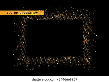 festive decorative background with sparkles in the shape of a rectangular frame border. vector illustration