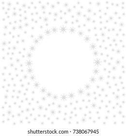 Festive decorative frame made of snowflakes on a white background. For posters, postcards, greeting for Christmas, new year. Vector illustration.