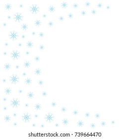 Festive decorative frame made of snowflakes on a white background. For posters, postcards, greeting for Christmas, new year. Vector illustration.