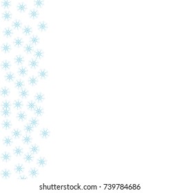 Festive decorative frame made of snowflakes on a white background. For posters, postcards, greeting for Christmas, new year. Vector illustration.