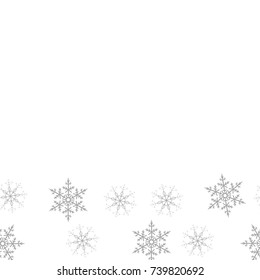 Festive decorative frame made of snowflakes on a white background. For posters, postcards, greeting for Christmas, new year. Vector illustration.