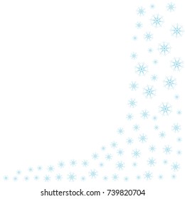 Festive decorative frame made of snowflakes on a white background. For posters, postcards, greeting for Christmas, new year. Vector illustration.