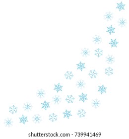 Festive decorative frame made of snowflakes on a white background. For posters, postcards, greeting for Christmas, new year. Vector illustration.