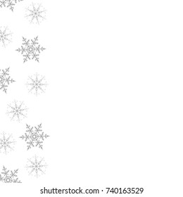 Festive decorative frame made of snowflakes on a white background. For posters, postcards, greeting for Christmas, new year. Vector illustration.