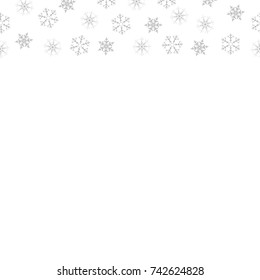 Festive decorative frame made of snowflakes on a white background. For posters, postcards, greeting for Christmas, new year. Vector illustration.