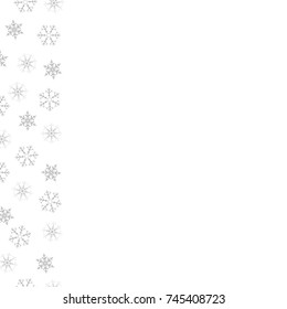 Festive decorative frame made of snowflakes on a white background. For posters, postcards, greeting for Christmas, new year. Vector illustration.