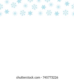 Festive decorative frame made of snowflakes on a white background. For posters, postcards, greeting for Christmas, new year. Vector illustration.