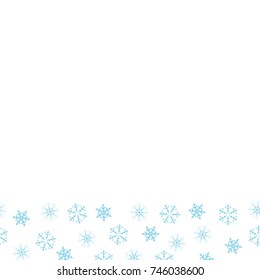 Festive decorative frame made of snowflakes on a white background. For posters, postcards, greeting for Christmas, new year. Vector illustration.