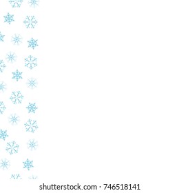 Festive decorative frame made of snowflakes on a white background. For posters, postcards, greeting for Christmas, new year. Vector illustration.