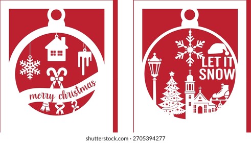 Plantilla de Vector decorativa festiva con adorno temporada de copos de nieve felicitación vacaciones de invierno nieve ilustración de invierno para la celebración de diciembre