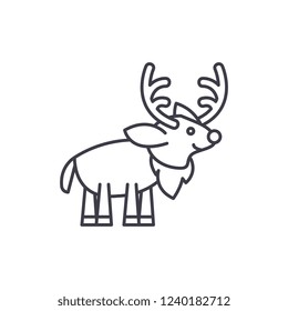Festive deer line icon concept. Festive deer vector linear illustration, symbol, sign