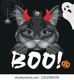 Festive design with a black cat for Halloween. Vector