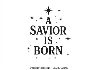 Um desenho festivo exibindo 'salvador nasce' com estrelas brilhantes.