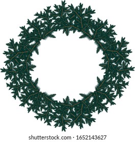 Festive design element. Christmas wreath. New Year. Can be used for sites, cards, tabs.