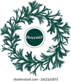 Festive design element. Christmas wreath. New Year. Can be used for sites, cards, tabs.