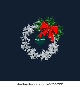 Festive design element. Christmas wreath. New Year. Can be used for sites, cards, tabs.