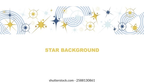 Festive design on white background with border made of beautiful star flakes in modern line art style