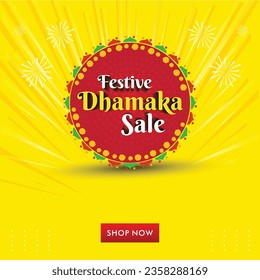 Festive Dhamaka Sale, Yellow Abstract Colorful Festival Background Vector Design Template 