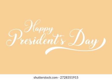 Una tarjeta de felicitación digital festiva con 'Feliz Día de los Presidentes' en elegante escritura cursiva blanca sobre un fondo suave de melocotón.