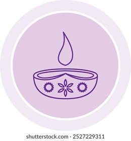 Festive Diya Festival Icon Representing Light, Celebration, and Cultural Significance, Perfect for Highlighting Religious Ceremonies, Community Gatherings, and Festive Occasions with Joy and Spirit