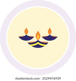 Festive Diya Light and Arrangement Icon Representing Tradition, Celebration, and Spirituality, Perfect for Highlighting Cultural Events, Festivals, and Decorative Elements with a Warm and Joyful