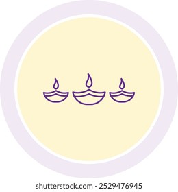 Festive Diya Light and Arrangement Icon Representing Tradition, Celebration, and Spirituality, Perfect for Highlighting Cultural Events, Festivals, and Decorative Elements with a Warm and Joyful