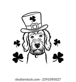 Festive Dog with Leprechaun Hat St. Patrick's Day Doodle Illustration Design