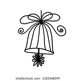 Icono festivo del doodle de timbre sonora. Dibujar una ilustración dibujada a mano en un fondo blanco.