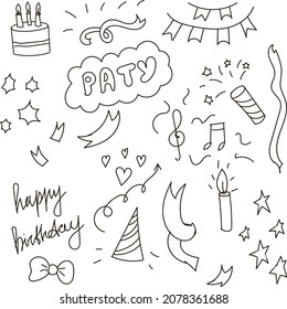 Festive doodle set happy birthday