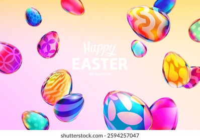 Festive easter background with colorful eggs.