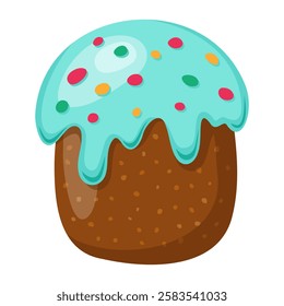 A festive Easter cake with colorful sprinkles, perfect for holiday-themed designs, greeting cards, or food illustrations. Vector illustration