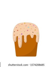 
Festive Easter cake on a white background. Isolated cupcake in flat style. Vector. illustration