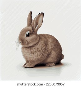 Festive Easter cute rabbit on a light background - Vector illustration