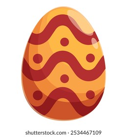 Festive easter egg featuring a vibrant design of wavy lines and dots, perfect for celebrating the holiday