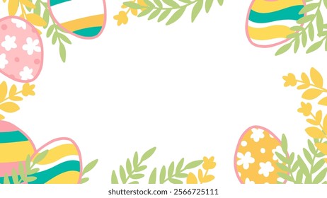 Festive Easter Egg and Floral for Celebrations. Perfect for Easter invitations, greeting cards, or seasonal designs. Ideal for springtime celebrations and holiday decor.