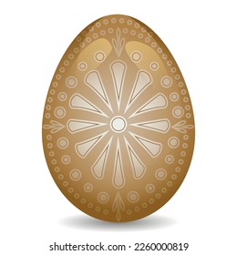 Festive Easter egg Pysanka, a traditional symbol of the Easter holiday, with a traditional graphic linear Ukrainian ornament
