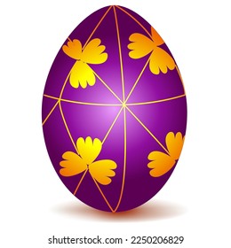 	
Festive Easter egg, a traditional symbol of the Easter holiday, with a floral, leafy ornament	