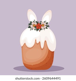 Festive Easter Сake with icing and bunny ears