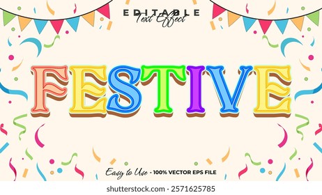 Festive editable text style effect, celebration 3D text style theme.